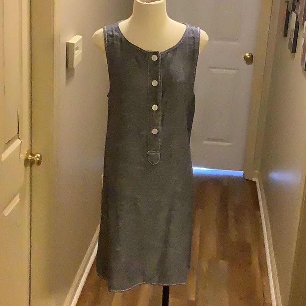 Chambray Swing Dress w/Pockets